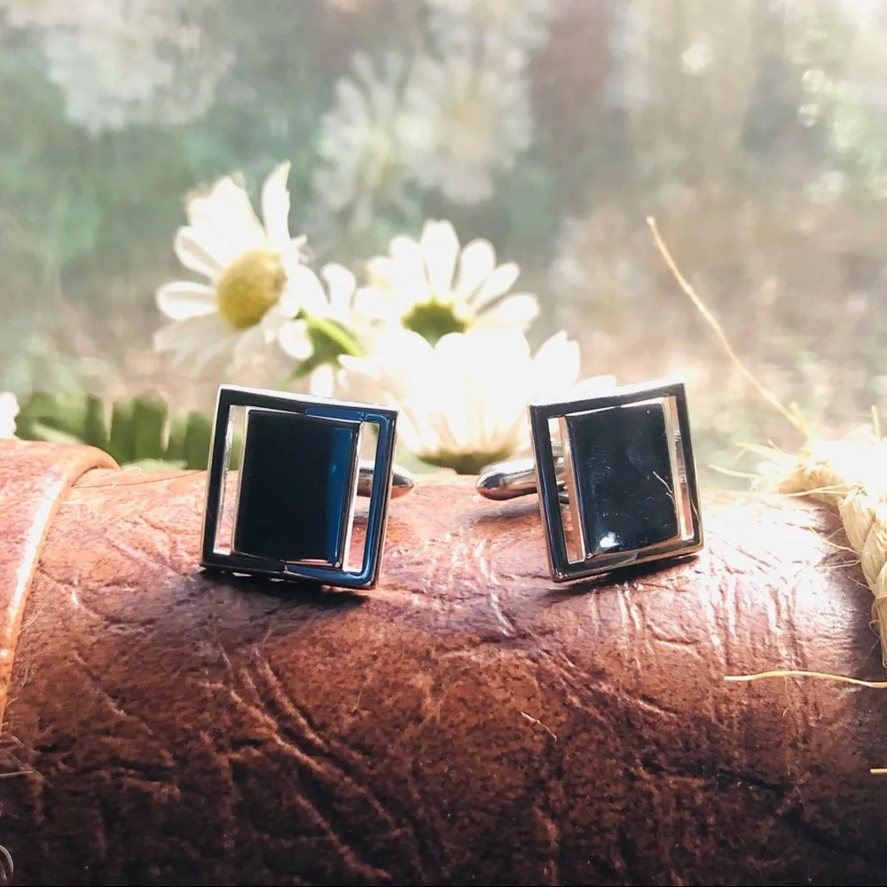 Vintage men’s Swank silver plated square cuff links